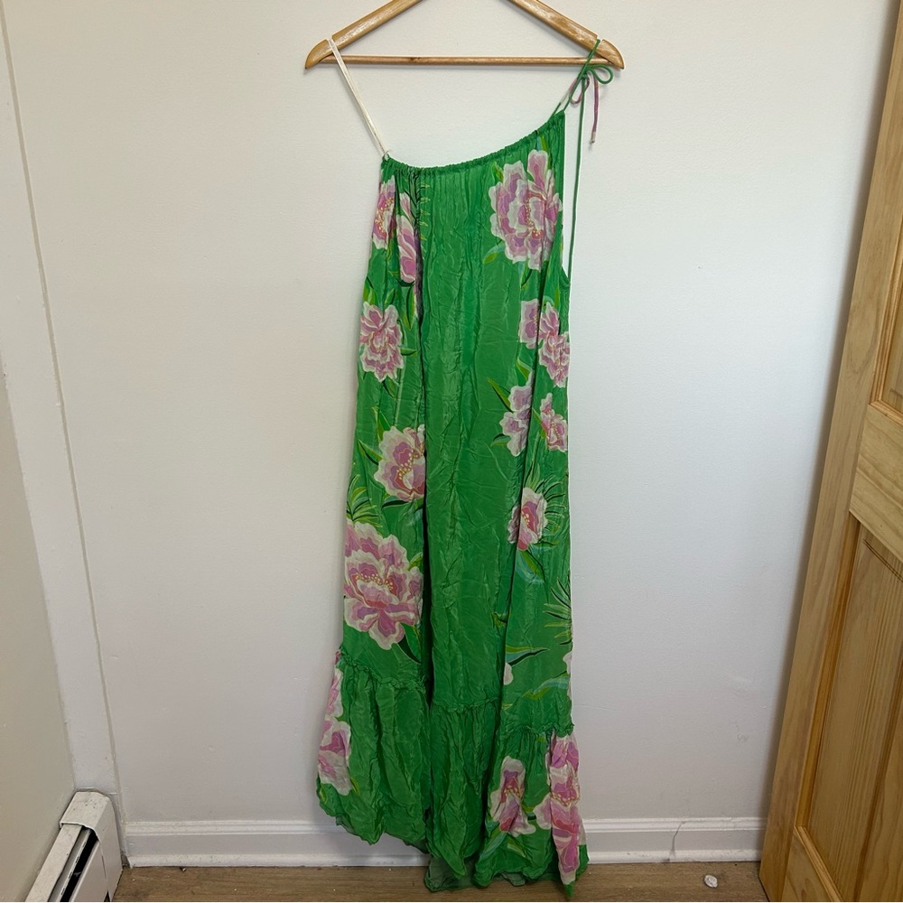 FARM Rio Green One-Shoulder Maxi Dress with Pink Floral Print - Picture 4 of 11